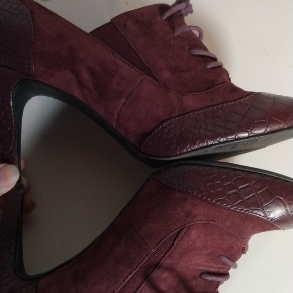 Alfani Step N Flex Maroon Leather Snakeskin Heels 7m Fall Spring Casual Date - Picture 8 of 9
